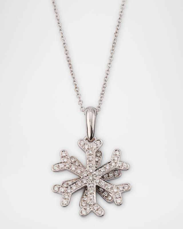 Estate MarinaB 18K White Gold Diamond Snowflake Necklace